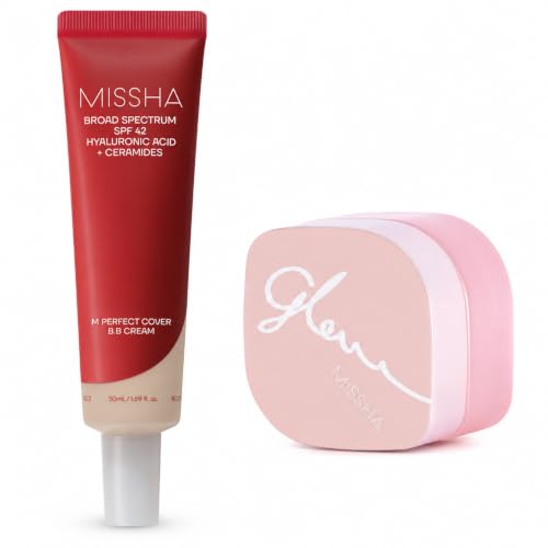 MISSHA BB Cream No.21 & Glow Skin Balm Korean Makeup Base Set | help prep, hydrate, and even skin for a smooth dewy makeup base.