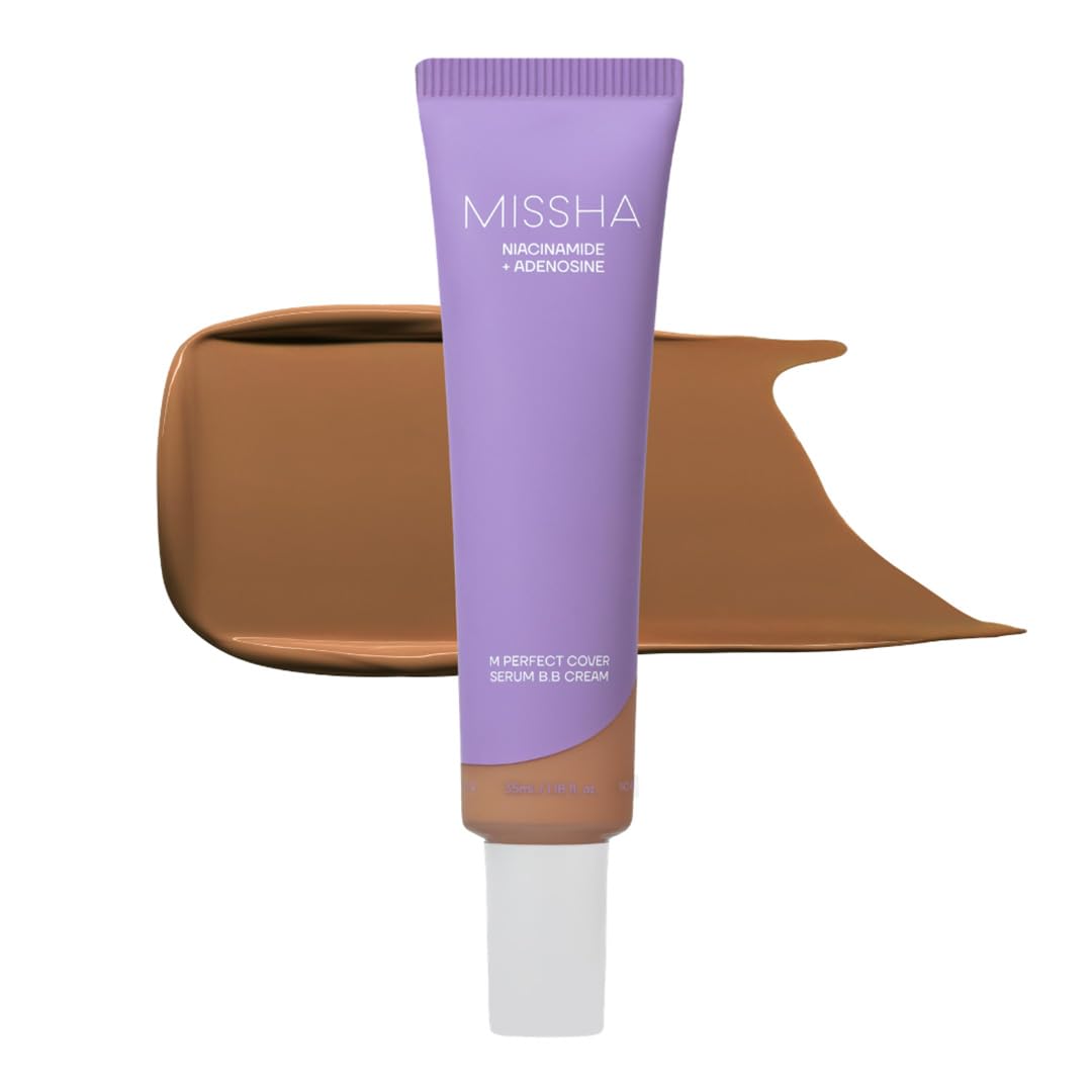 MISSHA M Perfect Cover Serum BB Cream No.41 Medium Tan 1.18 oz | Cardi B's pick; tan-deep warm undertone; skin tint, tinted moisturizer, foundation, Korean Makeup, buildable coverage
