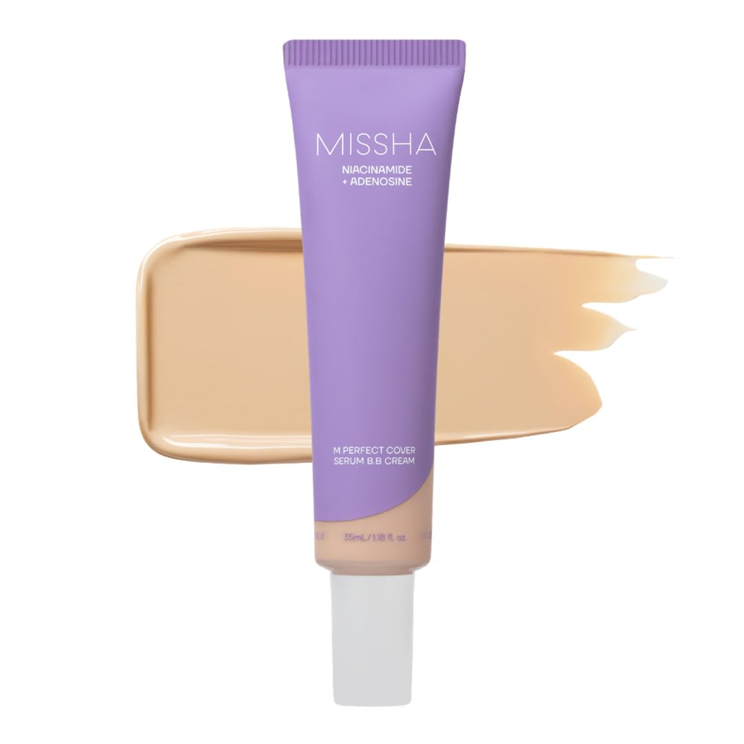 MISSHA M Perfect Cover Serum BB Cream No.23 Natural Beige 1.18 oz | Cardi B's pick; light-medium cool-neutral; skin tint, tinted moisturizer, foundation, Korean Makeup, buildable coverage