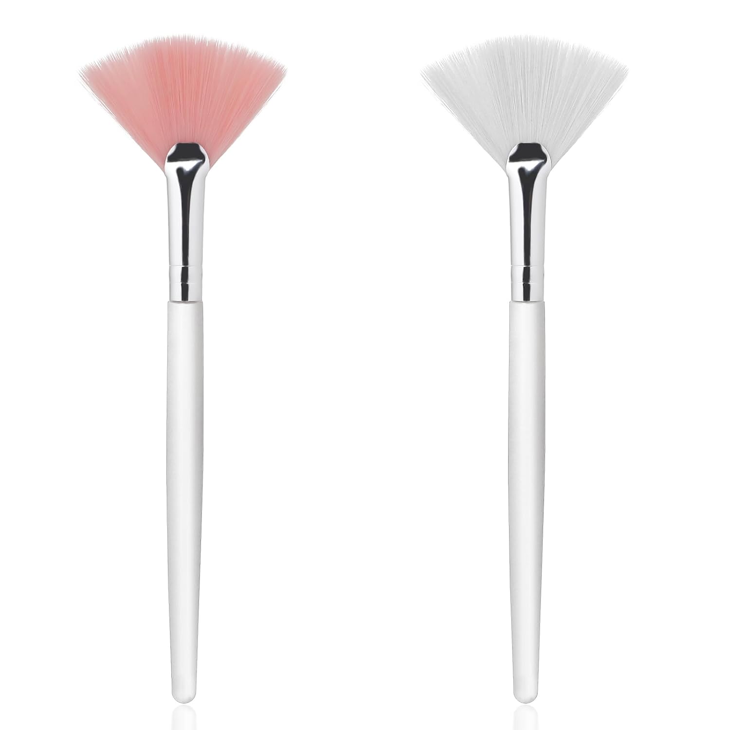 Giantree 2 Pcs Fan Brushes for Facial, Face Mask Applicator Soft Makeup Brushes Esthetician, Flat Head Mask Acid Applicator Esthetician Brush for Women Girls Mud Clay Mask Makeup Peel(Pink and White)