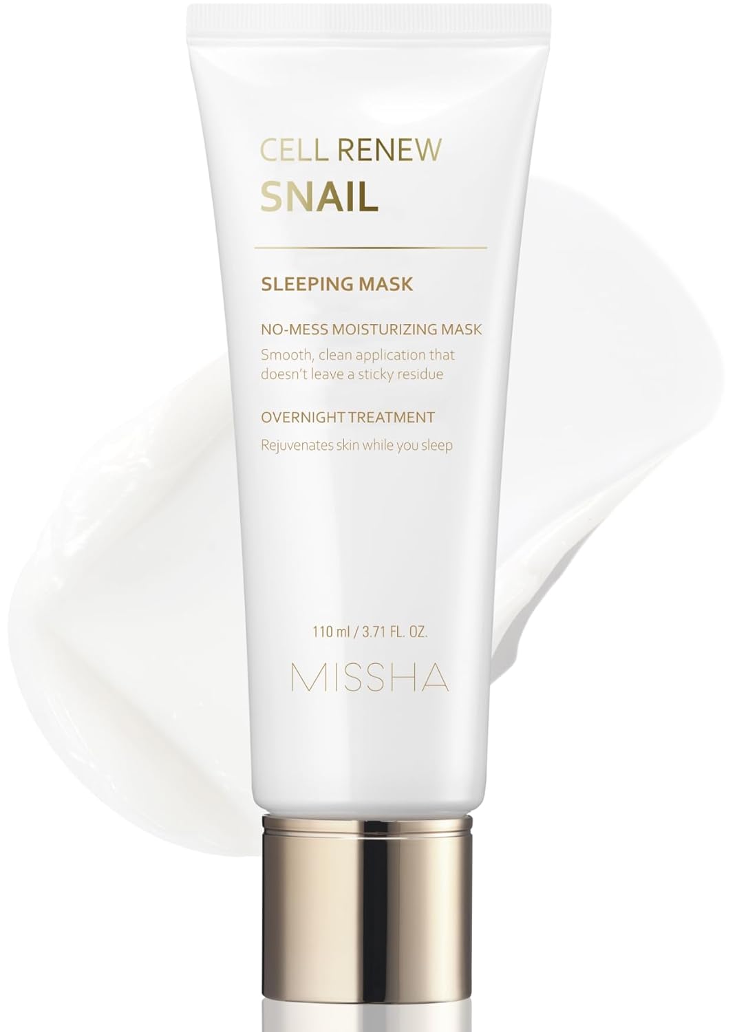 MISSHA Cell Renew Snail Sleeping Mask Korean Overnight Face Mask 3.71 oz | Baobab and deep sea water blend locks in moisture, leaving dry complexions soft, smooth, and refreshed by morning.