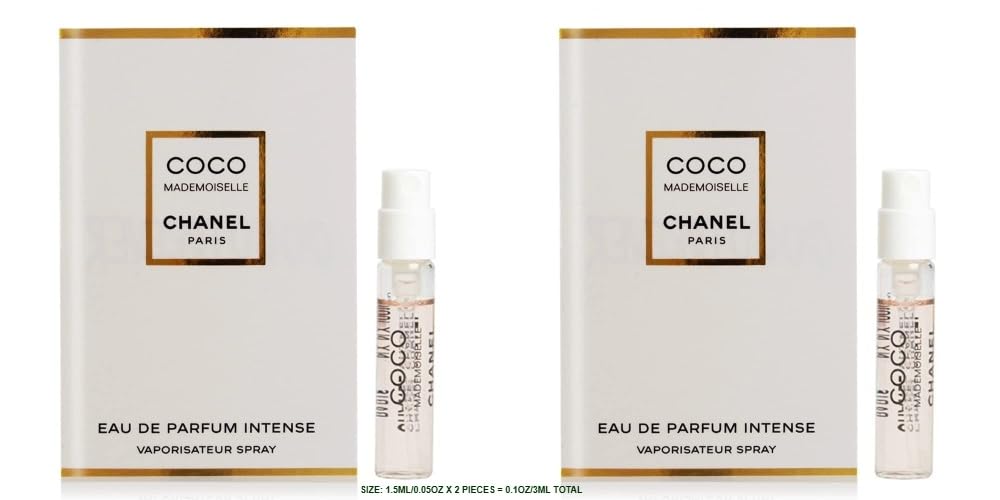 CHANEL Coco Mademoiselle Intense - Eau de Parfum, 1.5 ml Vials LOT OF 2 Samples 0.1 Fl Oz Total (Pack of 1) 0.1 Fl Oz