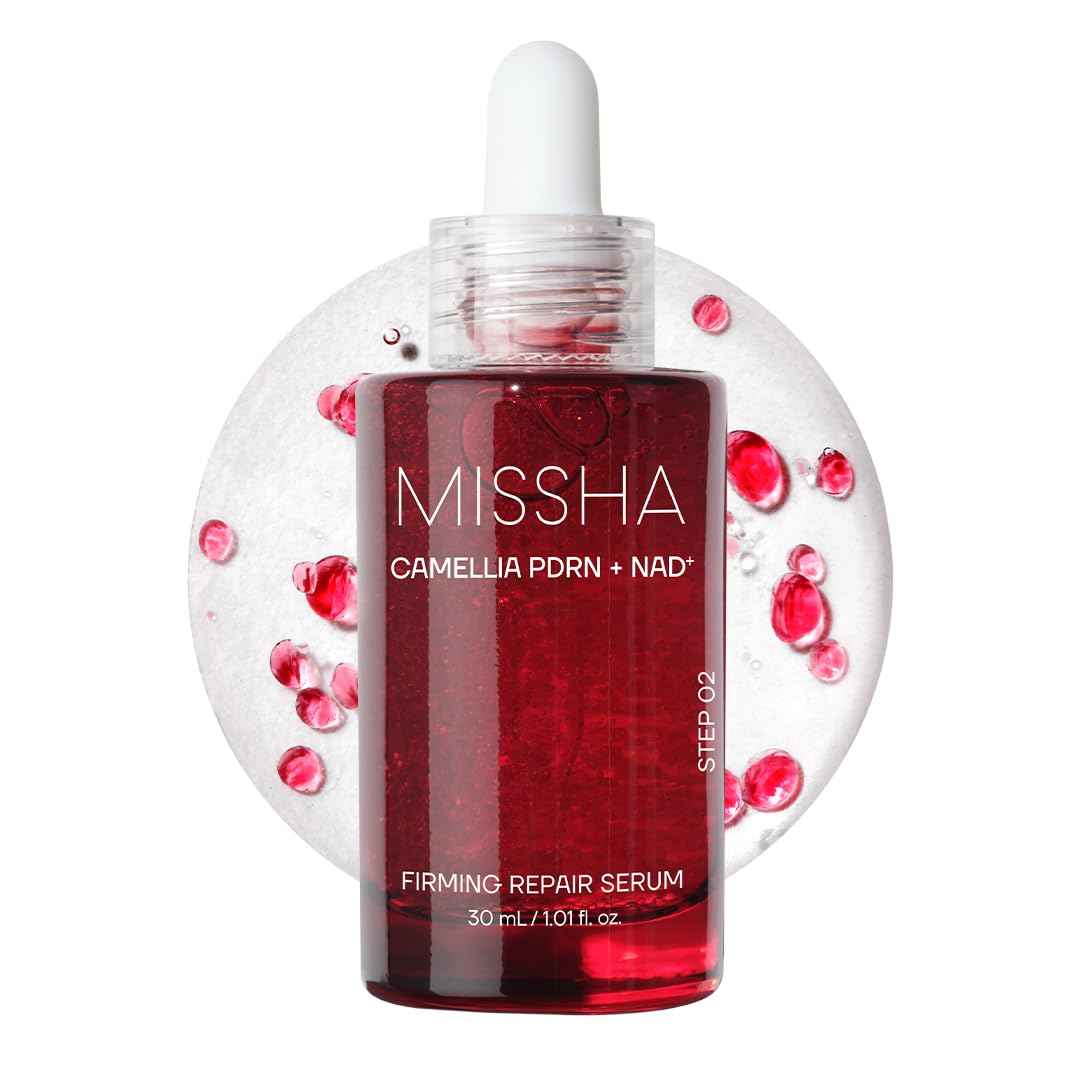 MISSHA PDRN NAD+ Firming Repair Serum, Korean Face Serum, 1.01 fl oz | Camellia PDRN, NAD+ capsules, fermented superfood complex, lightweight hydration, healthy-looking glow