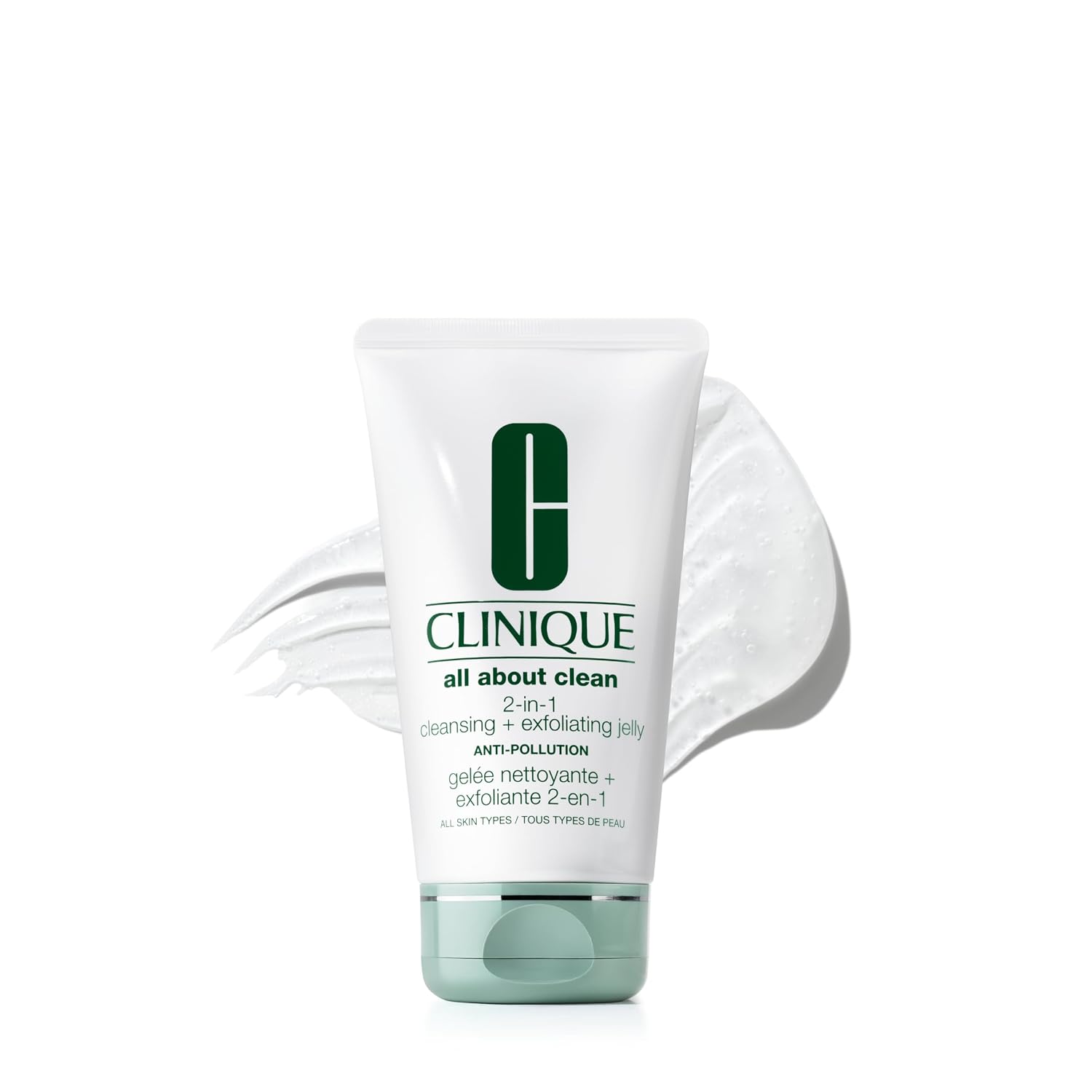 Clinique All About Clean 2-in-1 Cleansing + Exfoliating Jelly, Face Wash & Exfoliator With Salicylic Acid For All Skin Types, 5 Fl Oz