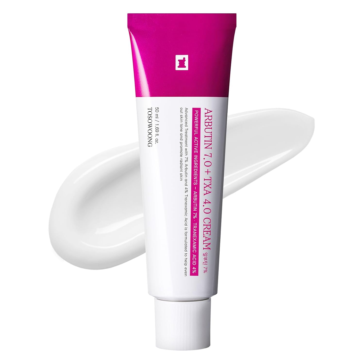TOSOWOONG Arbutin 7% + Tranexamic Acid 4% Cream for Dark Spots, Brightening | 70,000ppm Arbutin + 40,000ppm TXA, Niacinamide, Glutathione for Blemishes & Freckles, Glow, Korean Skincare, 50ml/1.69 fl 