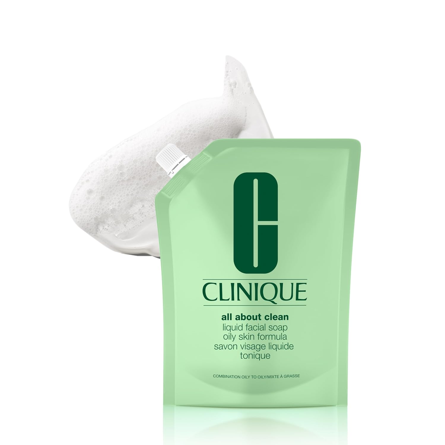 Clinique All About Clean Liquid Facial Soap | Gentle Face Cleanser For Oily Skin | Type 3 & 4 Face Wash | Step 1 in 3-Step Skin Care Routine | Refill Size, 13.5 Fl Oz