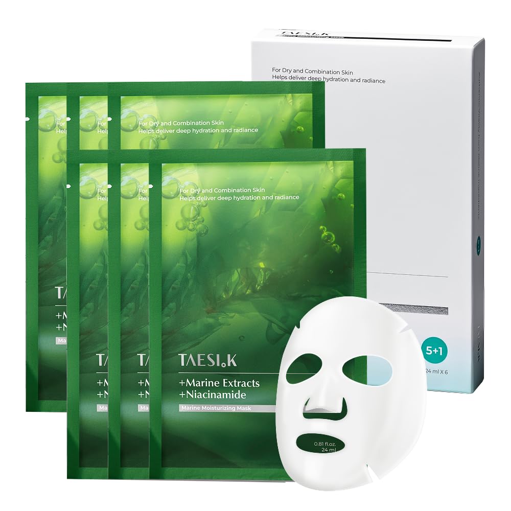 Daily Refresh Hydrating Sheet Mask (6ea), Dewy Glow Niacinamide Face Mask, Dry, Dehydrated&Sensitive Skin, Soothing Hydration Care with Peptides, Retinol & Marine Complex, Korean Skin Care