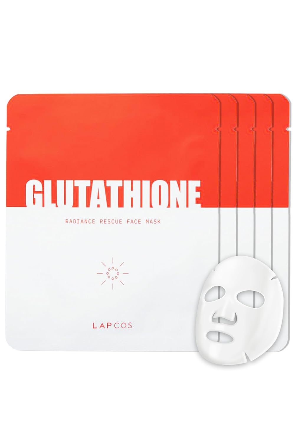 LAPCOS K Beauty Glutathione Radiance Rescue Mask - Korean Skin Care Mask with Niacinamide & Peptides - Hydrating Face Masks Spa Gifts for Women - Revitalizing & Firming Face Mask (5 Count, 0.91 oz)