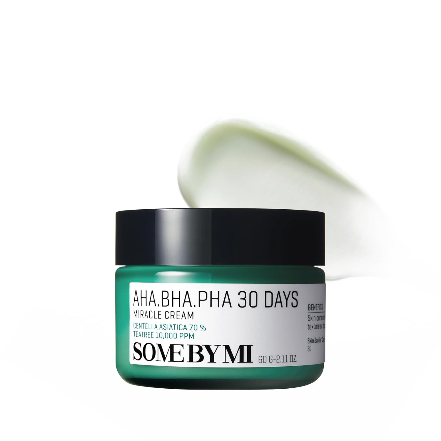 SOME BY MI AHA BHA PHA 30 Days Miracle Cream - 2.02oz, 60ml - Mild Refining & Centella Face Moisturizer for All Skin Types - Clarifying Face Cream - Korean Skin Care