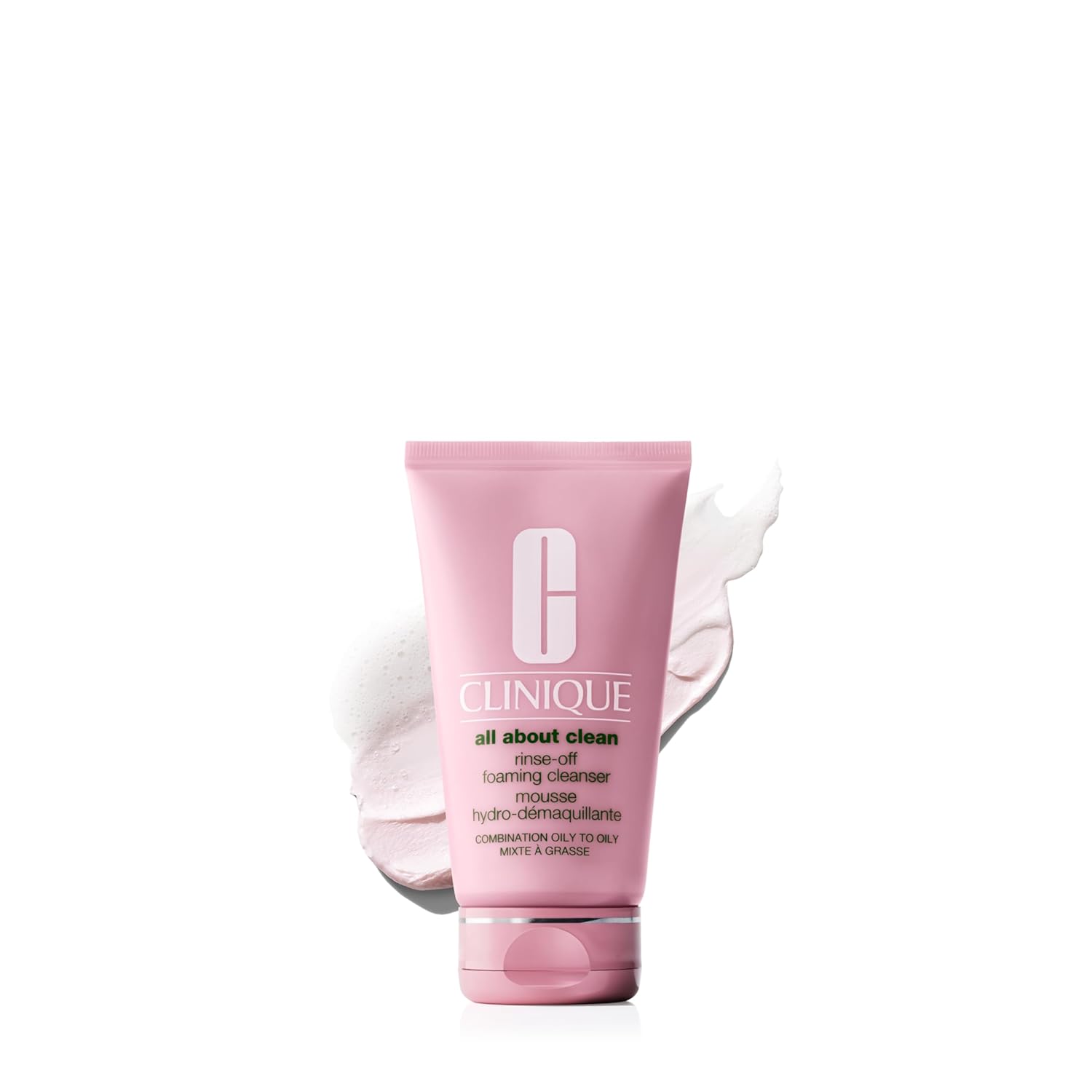 Clinique All About Clean Rinse-Off Foaming Face Wash | Face Cleanser With Hyaluronic Acid + Glycerin For Oily Skin Types | Dissolves Makeup + Sunscreen