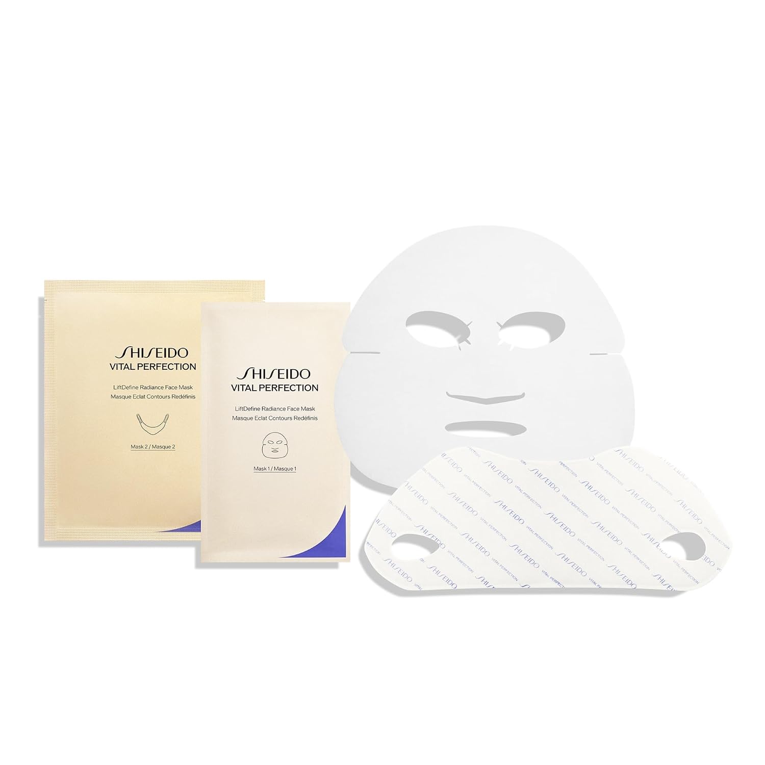 Shiseido Vital Perfection LiftDefine Radiance Face Mask - Instantly Effective Two-Piece Face & Neck Sheet Mask for Lifting & Firming. Includes Six Complete Sets.