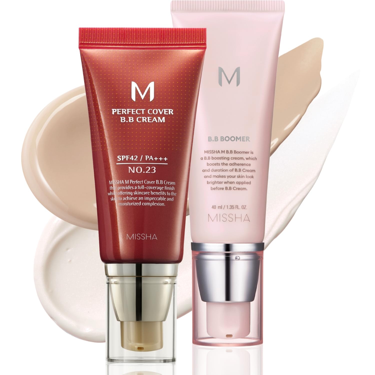 MISSHA BB Essentials Kit No.23 Natural Beige SPF 42 PA+++& BB Boomer Primer | Light-medium cool-neutral skin; primer kit for buildable tinted coverage and daily face makeup