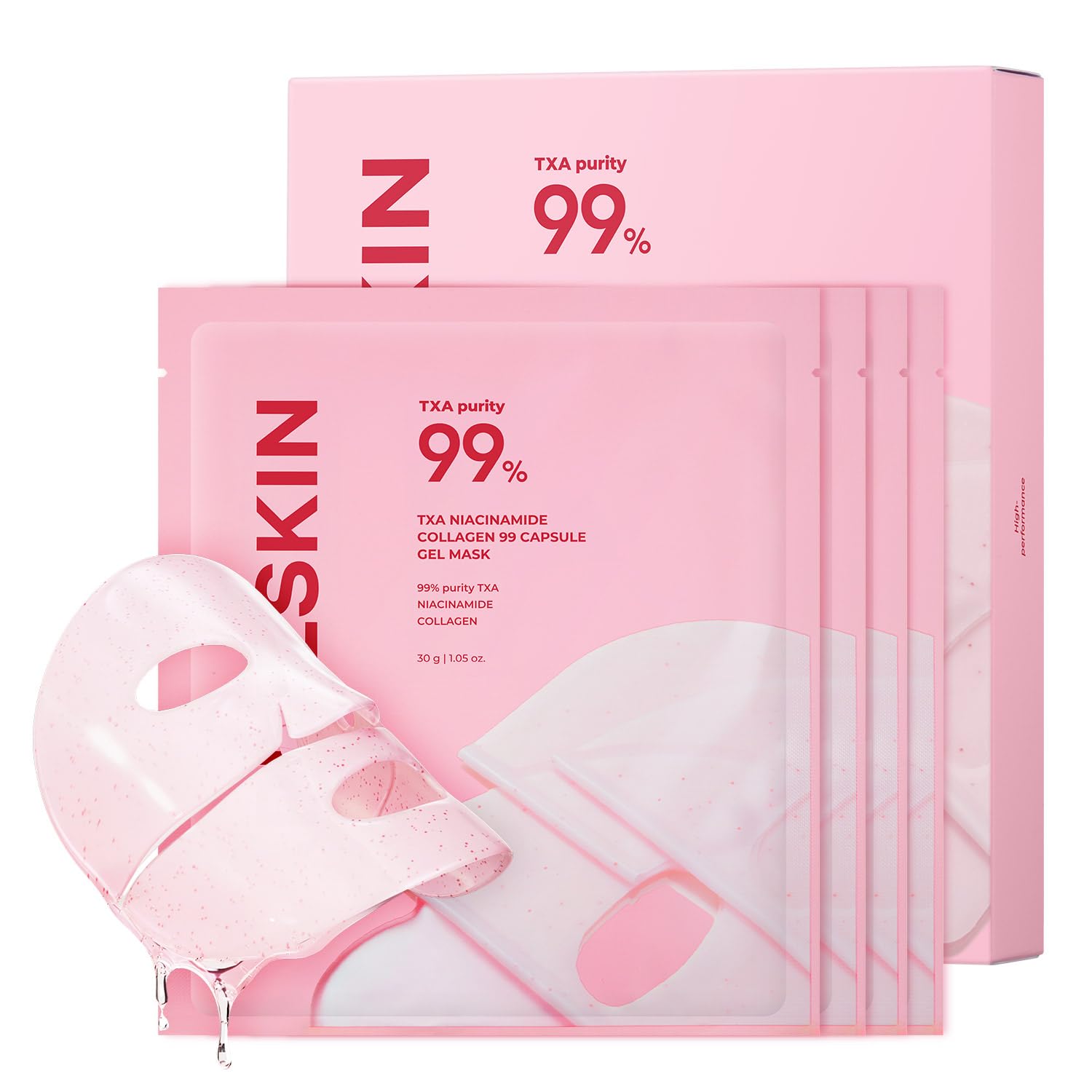 APRILSKIN TXA Pink Capsule Gel Mask | Overnight Face Mask for Glass Glow Skin I 99% High-Purity Tranexamic Acid 3 for uneven skin tone I Elasticity, Hydrating and Firming I Korean Skincare I 30g x 4ea