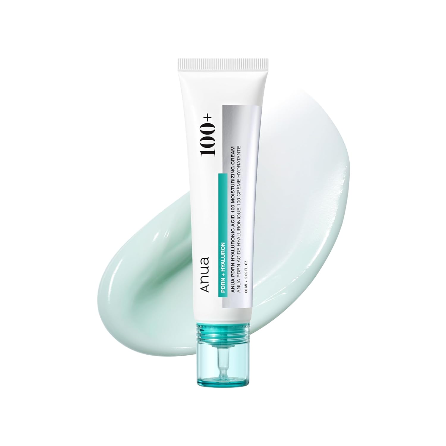 Anua PDRN Hyaluronic Acid 100 Moisturizing Cream, 2.02 fl oz | Lightweight, Non-Greasy Hydrating Face Moisturizer with Salmon DNA for Glass Skin, Korean Skincare