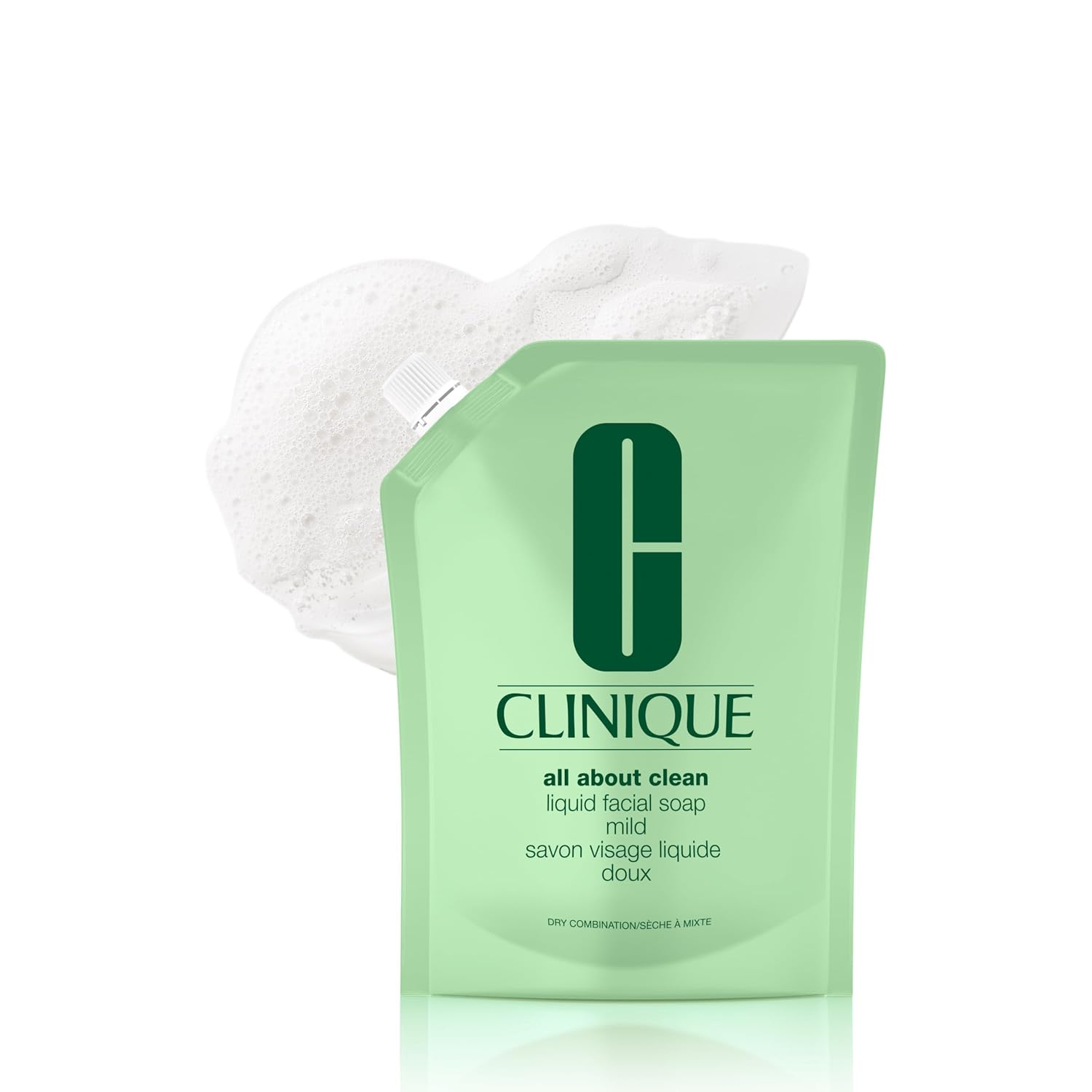 Clinique All About Clean Liquid Facial Soap Mild | Gentle Face Cleanser For Dry Combination Skin | Type 2 Face Wash | Step 1 in 3-Step Skin Care Routine | Refill Size, 13.5 Fl Oz