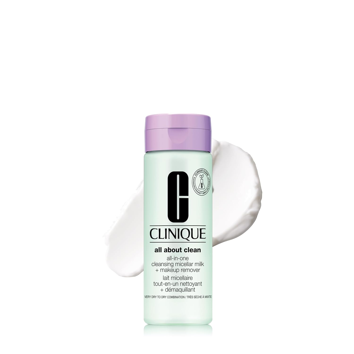 Clinique 3-Step All About Clean All-in-One Cleansing Micellar Milk + Makeup Remover With Glycerin + Vitamin E, 6.7 Fl Oz