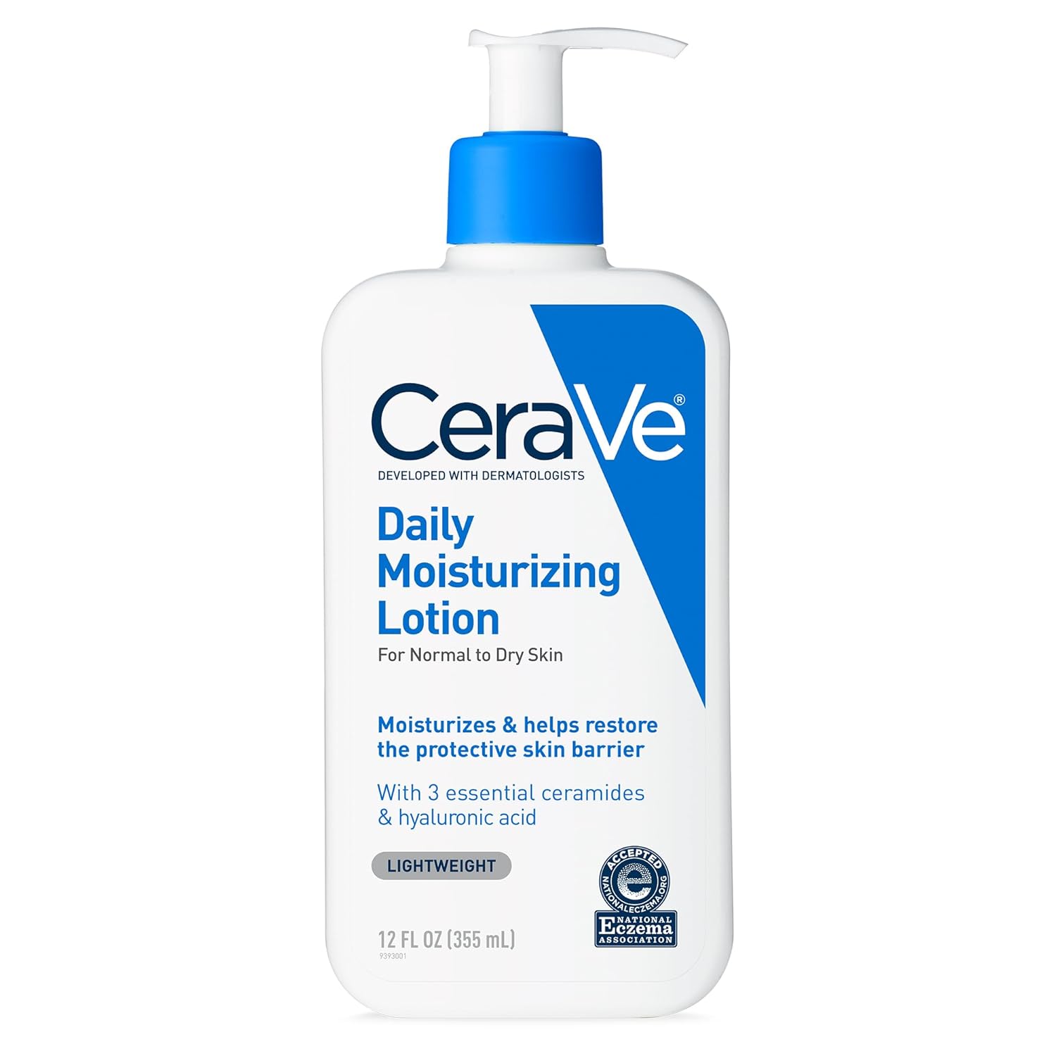 CeraVe Daily Moisturizing Lotion, Face and Body Lotion, Skin care, 12oz | Hyaluronic Acid, Lotion For Dry Skin, Skin Barrier Repair, Ceramide Moisturizer, For Men and Women, Fragrance Free, Oil-Free