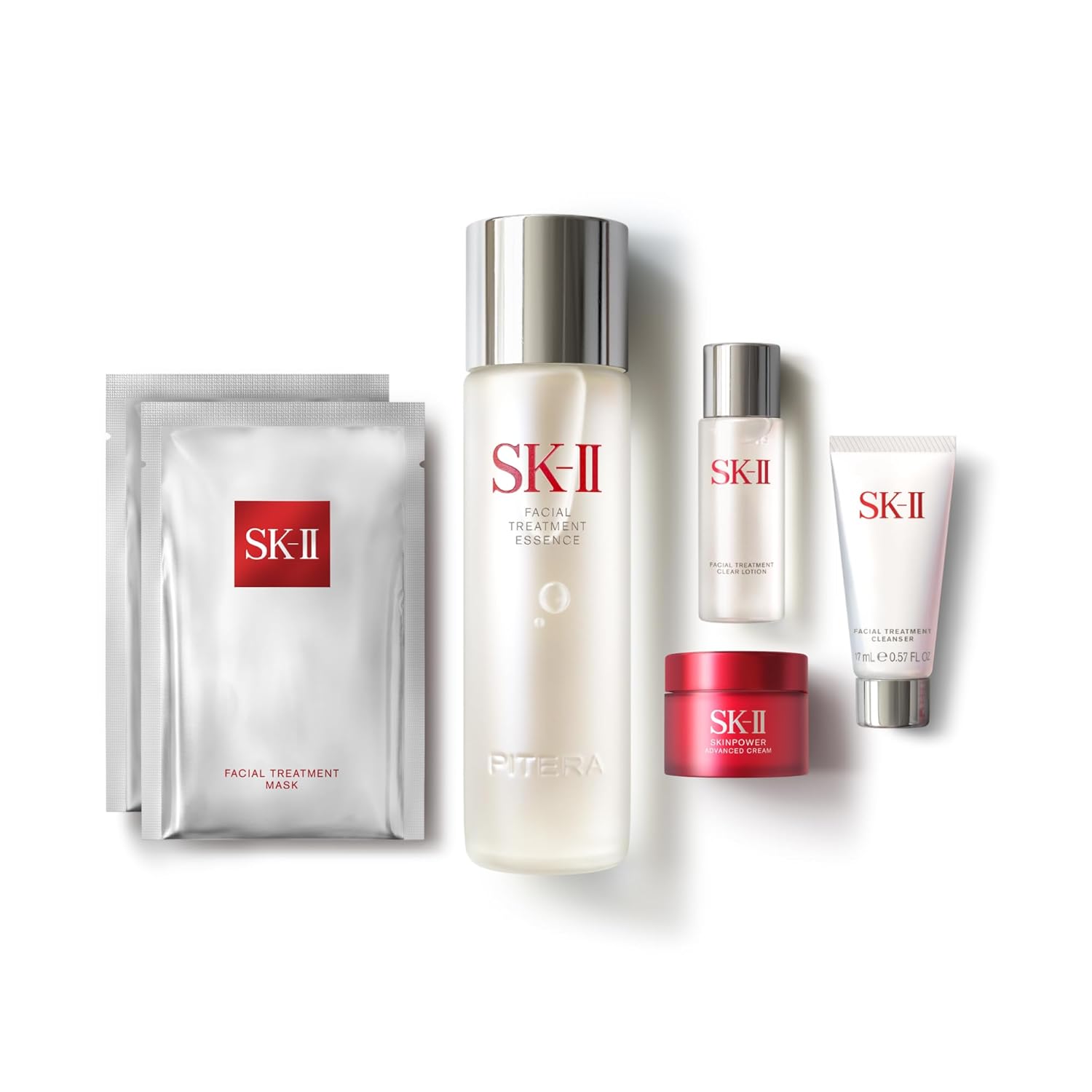 SK-II Bestsellers Skincare Gift Set - Anti Aging Skincare Set Includes Full Size Facial Essence, Travel Size Cleanser, Toner & Face Cream & 2 Sheet Masks (6 Count)