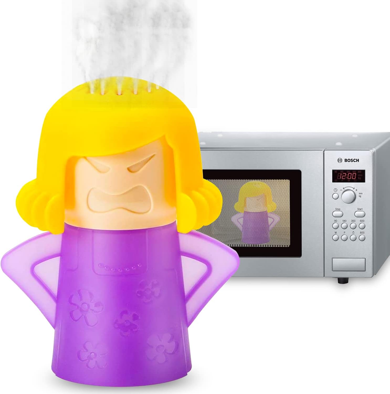Abnaok Microwave Cleaner, 2 PCS Angry Mama Microwave Cleaner Microwave Oven Steam Cleaner Easily Clean in Minutes Cleans Add Vinegar and Water for Home or Office with English Manual (Purple)