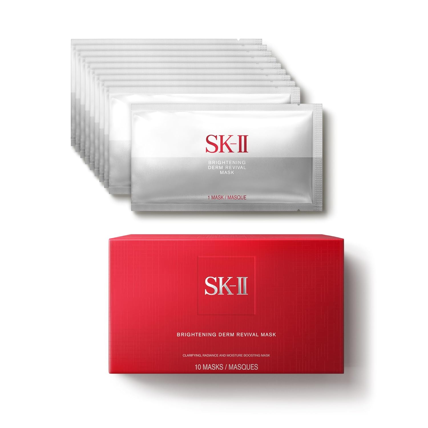 SK-II Brightening Face Mask - Derm Revival Sheet Mask to Improve Radiance, Skin Texture & Dark Spots - Enriched with PITERA, Vitamin C & Niacinamide (10 Count)