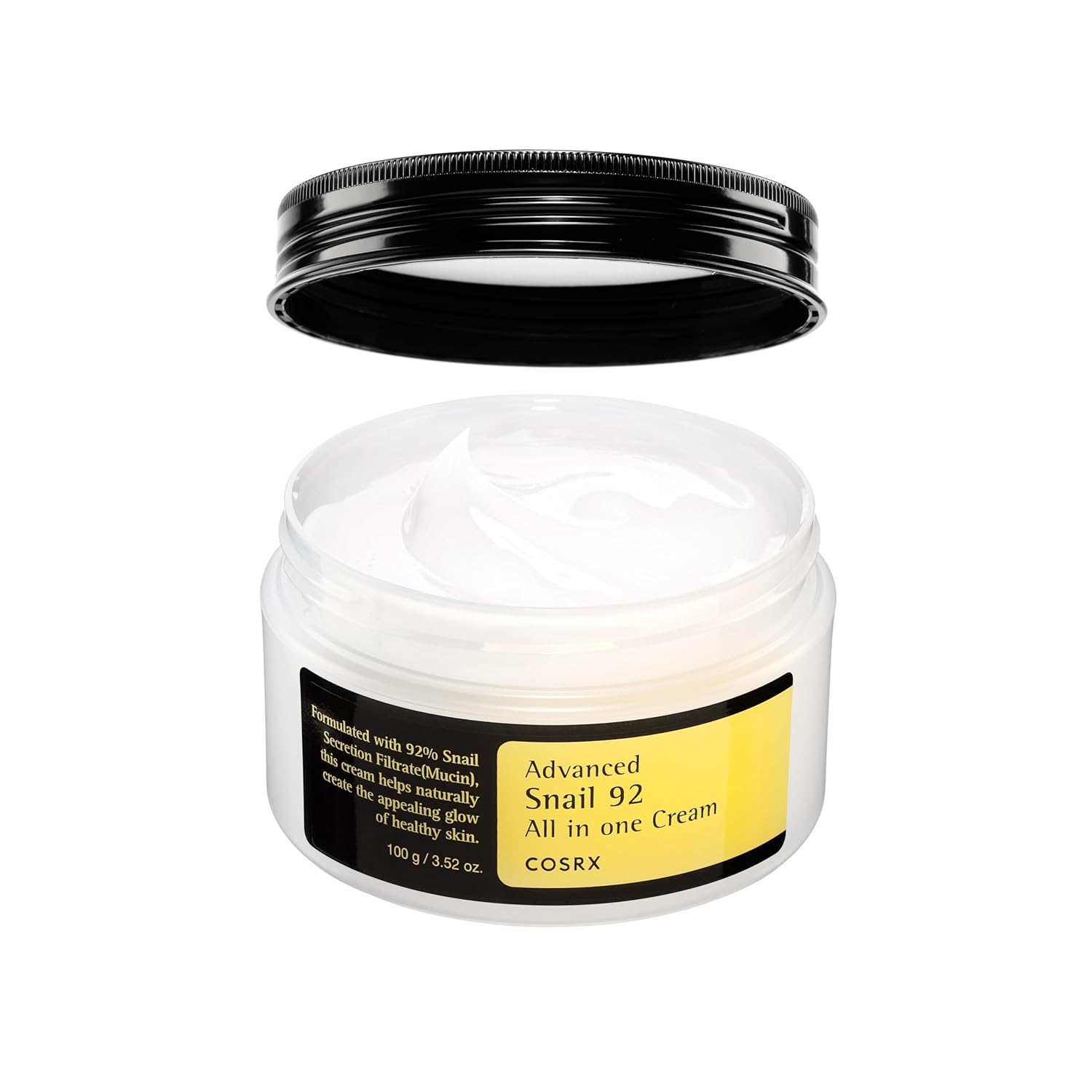 COSRX Snail Mucin 92% Face Moisturizer for Soft & Glowy Skin, 3.52 oz. | Lightweight Moisturing & Soothing Cream for All Skin Types, Korean Skin Care, Korean Moisturizer Face Cream