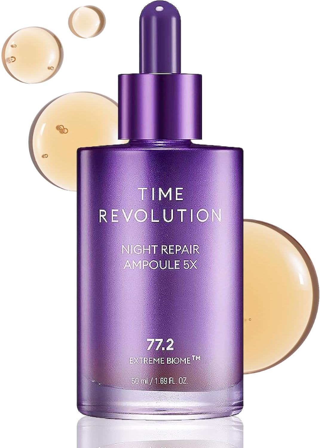 MISSHA Time Revolution Night Repair Face Serum 5X 1.69 oz, Korean Skin Care | K-beauty ampoule with Extreme Biome and fermented ingredients helps tired-looking complexion appear smoother by morning.