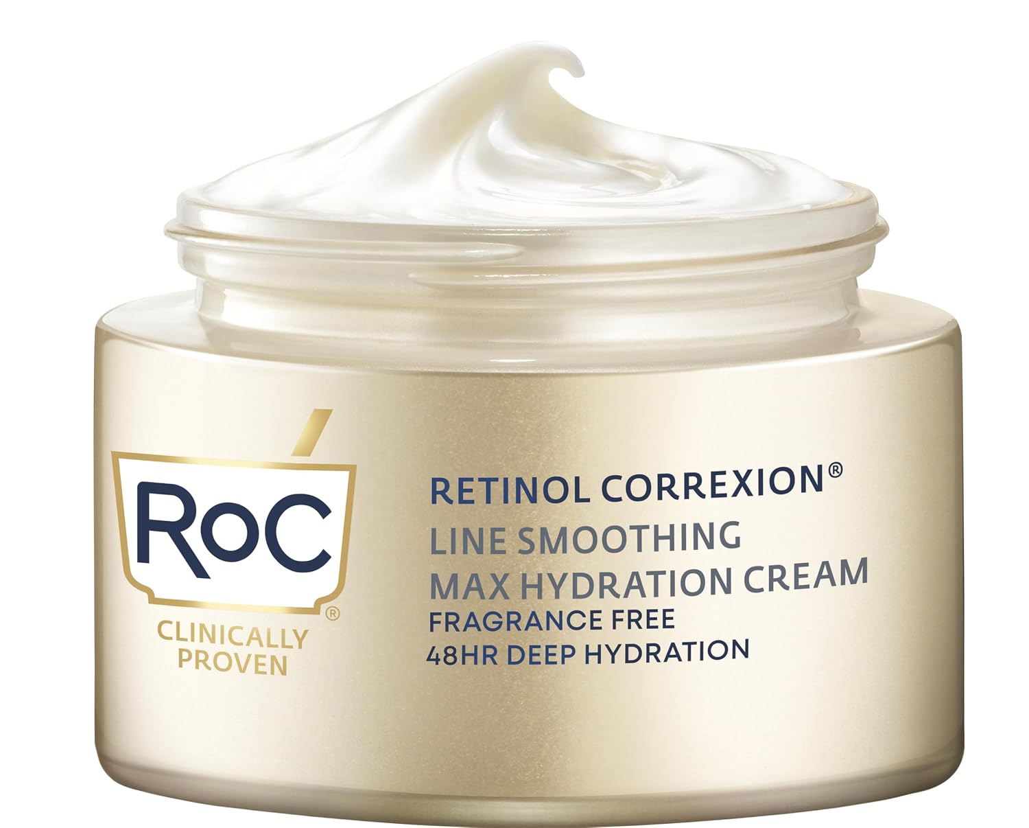 RoC Retinol Correxion Max Hydration Anti-Aging Daily Face Moisturizer with Hyaluronic Acid, Fragrance-Free, Oil Free Skin Care, 1.7 Ounces (Packaging May Vary) | Anti aging face cream with hyaluronic 