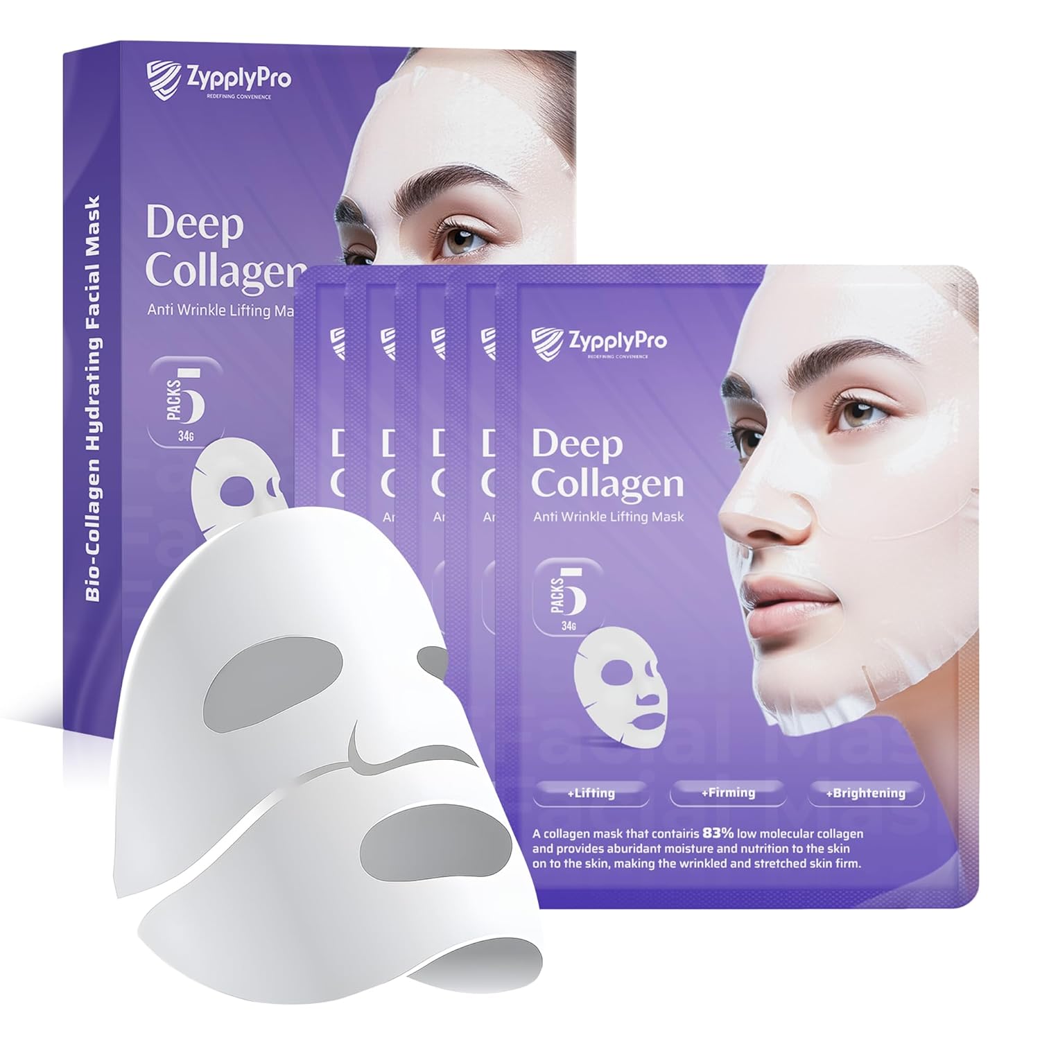 Deep Collagen Overnight Face Mask | Hydrating Anti Aging Gel Mask for Fine Lines Wrinkles & Firming | Pore Tightening Moisturizing Facial Treatment for All Skin Types