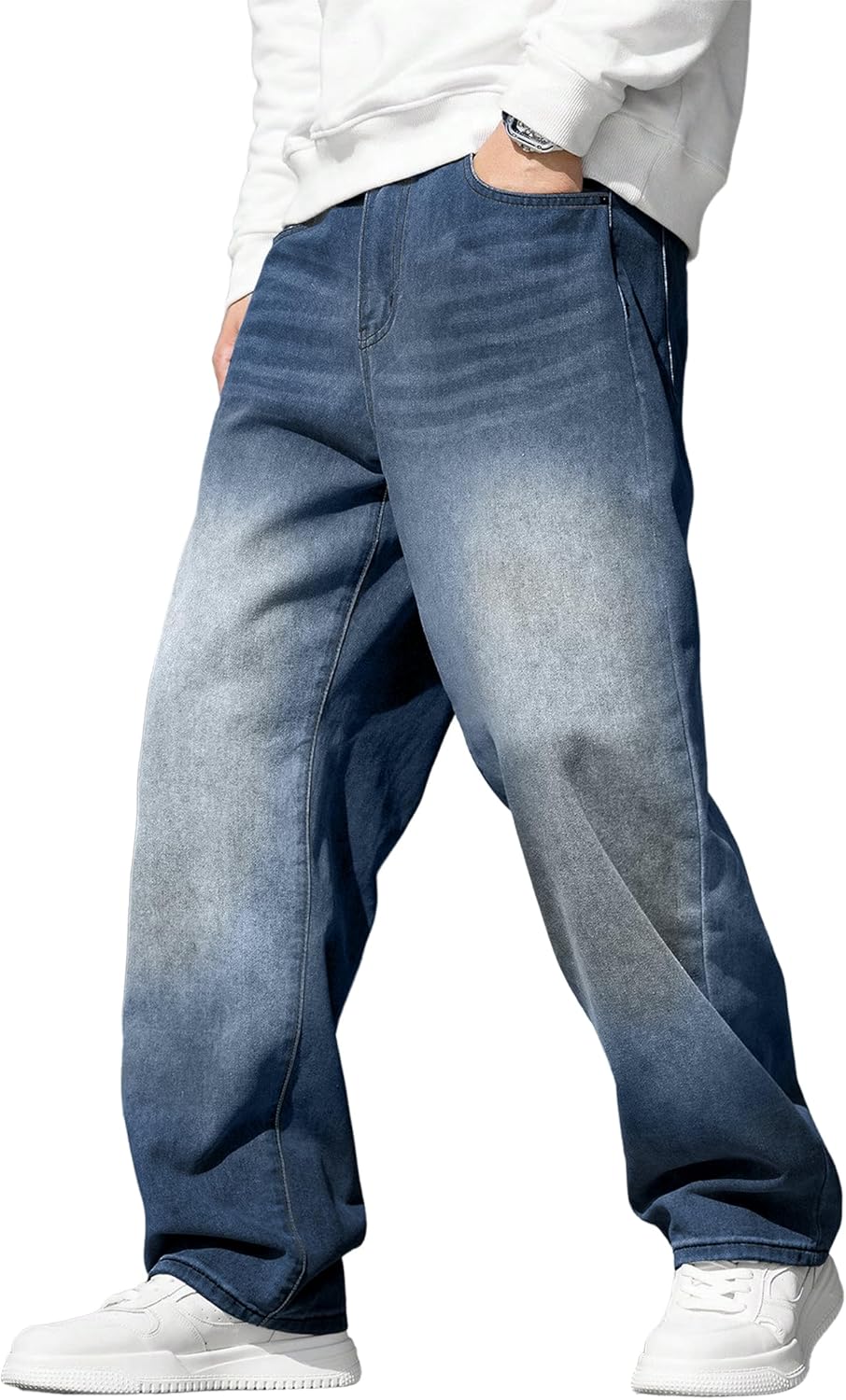 JMIERR Men's Baggy Jeans Wide Leg Skater Hip Hop Denim Pants Loose Fit Streetwear