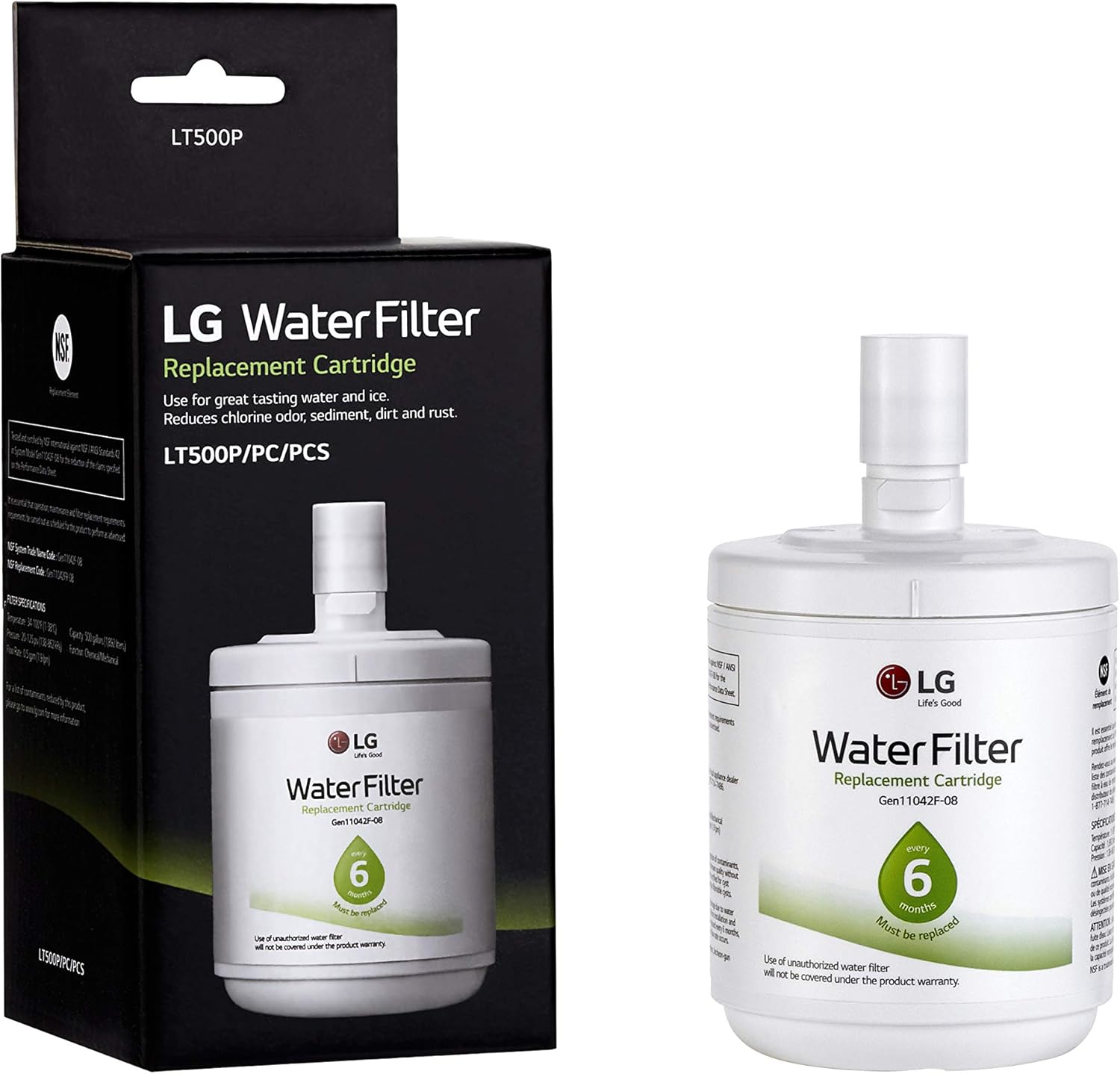 LG LT500P - 6 Month / 500 Gallon Capacity Replacement Refrigerator Water Filter (NSF42 ADQ72910911 , White