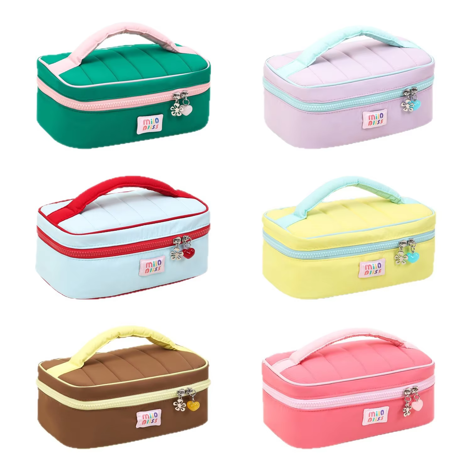 Customized Ins style Korean style high-value handheld makeup bag, cute color blocking, large capacity portable skincare makeup b - AliExpress 1524