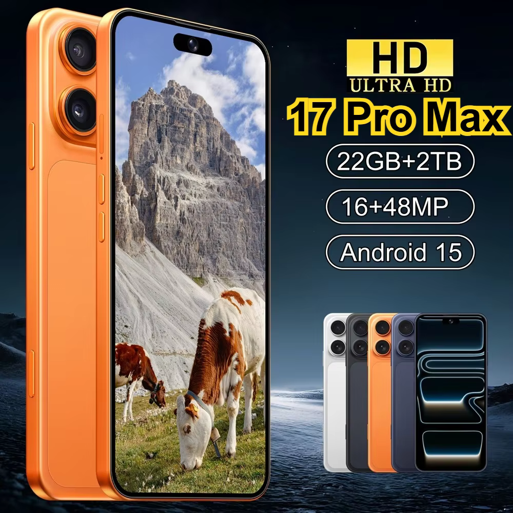 Smartphone Android 5G iFone 17 Pro Maxi, Téléphone Portable Reconditionné 7,3" Original 22 Go + 2 To, Face ID, Double SIM, 7800 mAh