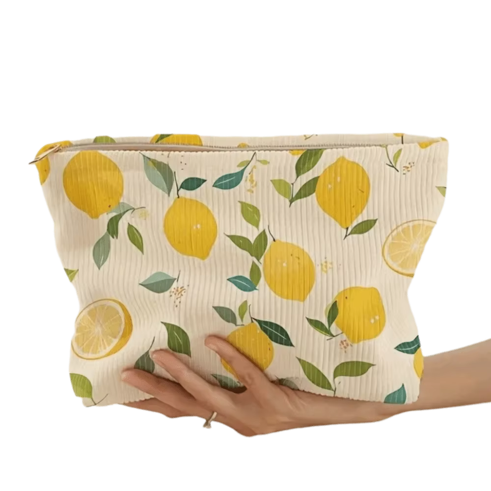 New Yellow Lemon Cosmetic Bag Polyester with Zipper Cosmetic Pouch Korean Style Makeup Case for Outdoor Travel - AliExpress 1524