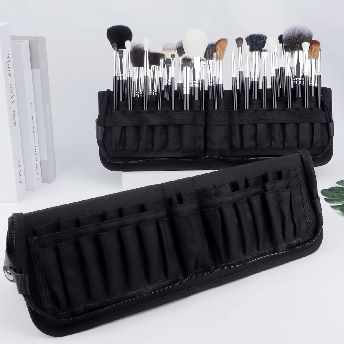 Portable Stand-up Makeup Brushes Organizer Holder Pouch Strap Belt Apron Tool Foldable Cosmetic Brush Artist Bag for Travel - AliExpress 1524