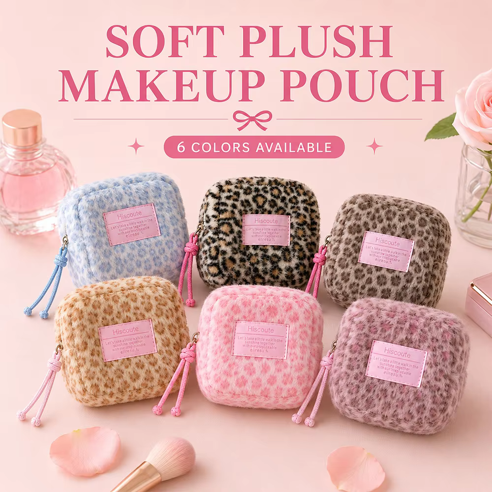 Leopard Print Plush Cosmetic Bag Cute Warm Mini Square Makeup Bag Lightweight Lipstick Box Makeup Storage Bag for Daily Use - AliExpress 1524