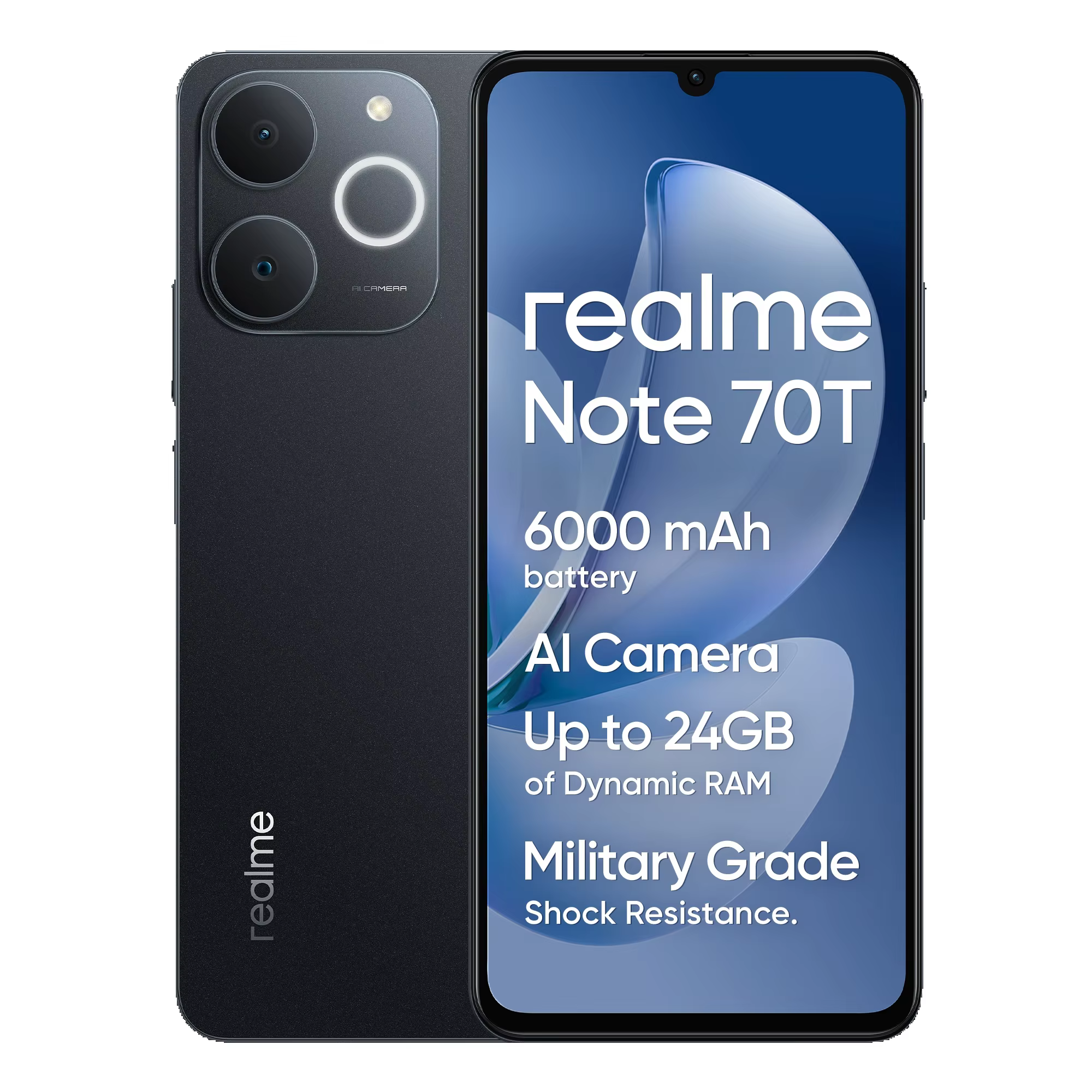 Smartphone realme Note 70T 4G 4GB+64/128/256GB, écran 6,75 pouces, écran 90Hz, batterie 6000mAh, appareil photo 32MP, processeur octa-core puissant