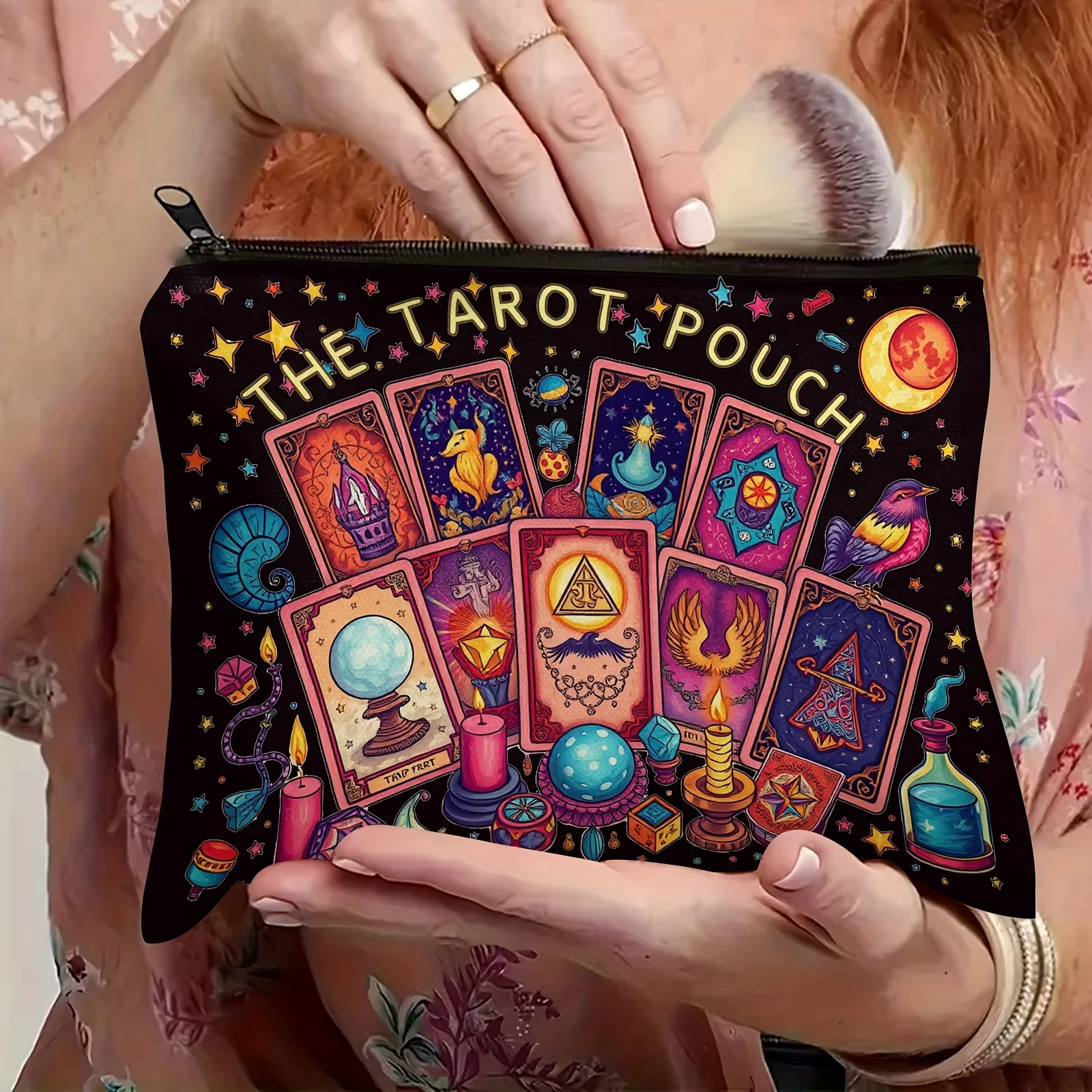 The Tarot Pouch Vibrant Cosmic Tarot Card Design Durable Polyester Compact & Portable Cosmetic Bag for Daily Use or Travel Pouch - AliExpress 1524