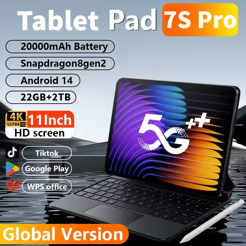 2026 nouveau Pad Original 7S Pro tablette Snapdragon 8 Gen 2 Android14 22GB + 2TB 5G double SIM HD 4K WiFi GPS tablette PC tablette pour enfants