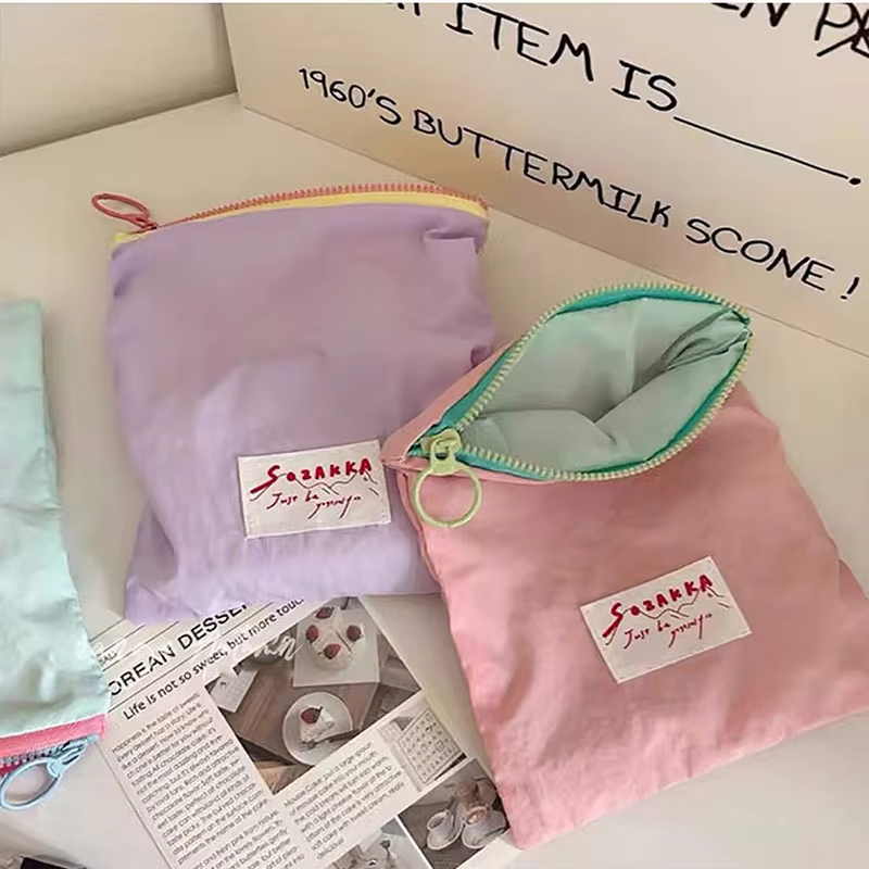 Solid Colour Makeup Bags Korean Simple Cosmetic Lipstick Sanitary Napkin Storage Bag  Student Pencil Case Organizer Pouch Bags - AliExpress 1524