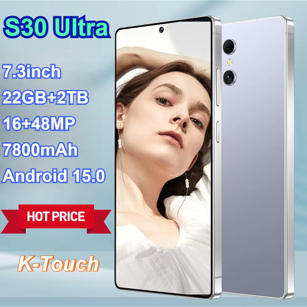 Smartphone K-Touch pour S30 Ultra 5G, téléphone portable 7,3 pouces, batterie 7800 mAh, écran complet, appareil photo 48 MP, Android, 22 Go de RAM, 2 To de ROM, processeur octa-core, identification fa