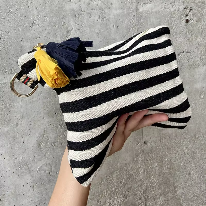 Cosmetic Bag Women Striped Makeup Case Organizer Korean Tassel Cosmetic Pouch Necesserie Travel Toiletry Bag Canvas Beauty Case - AliExpress 1524