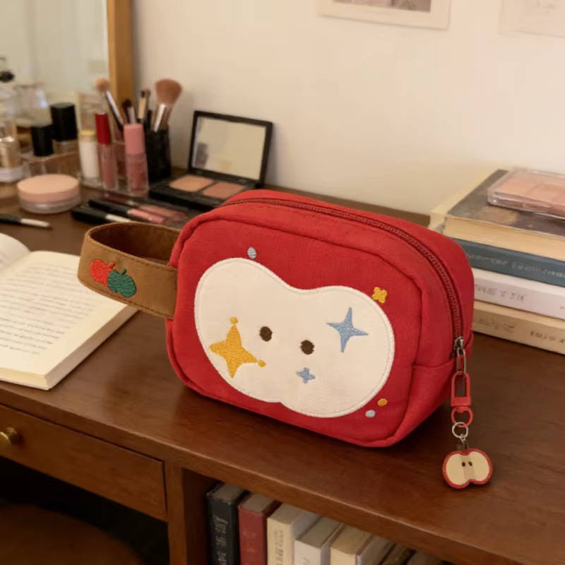 Korean Style New Cute Cartoon Apple Embroidery Cosmetic Bag Miscellaneous Storage Bag Large Capacity Portable Instant Camera Bag - AliExpress 1524