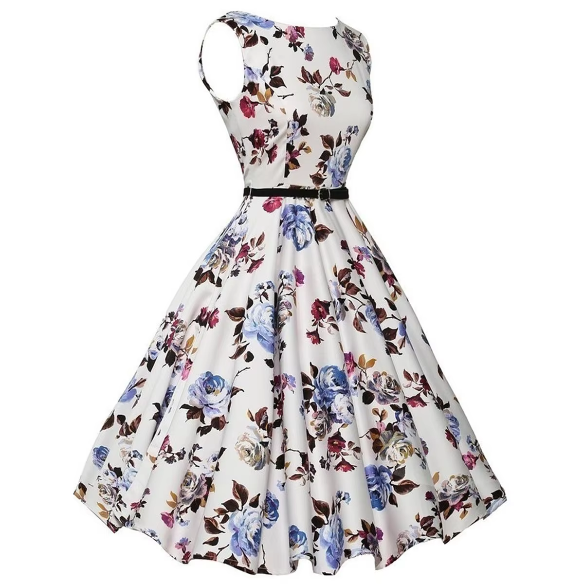 Summer Vestidos Dress Clothing Floral Robe Retro Swing Casual Vintage Rockabilly Dresses - AliExpress 200000345