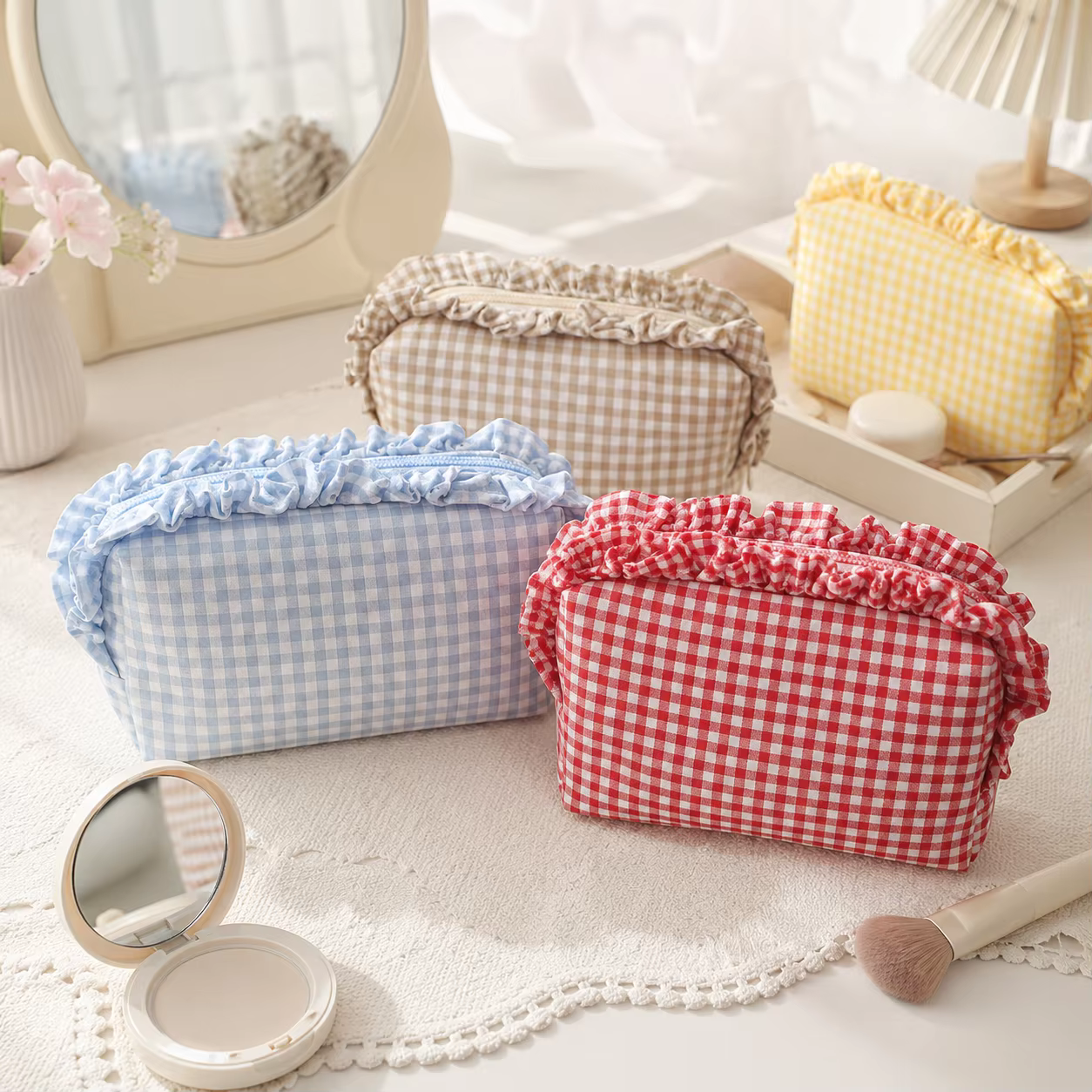 Lotus Leaf Edge Ins Style Storage Bag, Practical Student Pencil Case Pouch, Elegant Makeup Bag for Brides & Daily Beauty Storage - AliExpress 1524