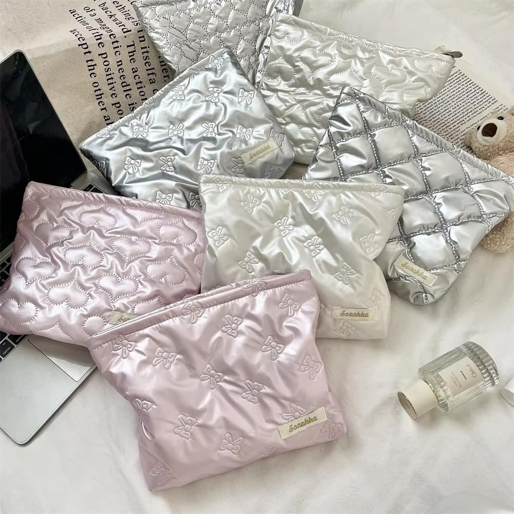 Korean Quilted PU Heart Makeup Bag Multifunctional Storage Pouch Women Handbag Coin Purse Cosmetic Skincare Organizer - AliExpress 1524