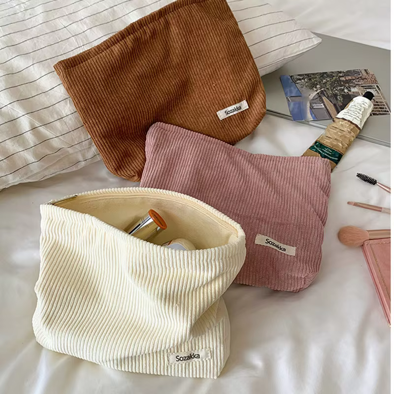 Soft Large Cosmetic Bags Women Neceser Makeup Toiletry Bag Fashion Travel Make Up Bag Corduroy Brush Pencil Organizer Case - AliExpress 1524